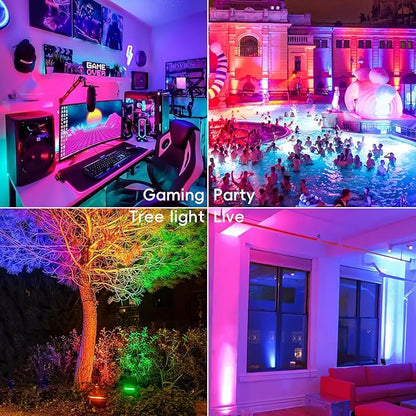 Outdoor Flood Lights - 30W 2pack with Smart app Control, IP66 Waterproof Support Group Control, Stage Lights Outdoor US Plug, RGB led Flood Light led uplights Indoor