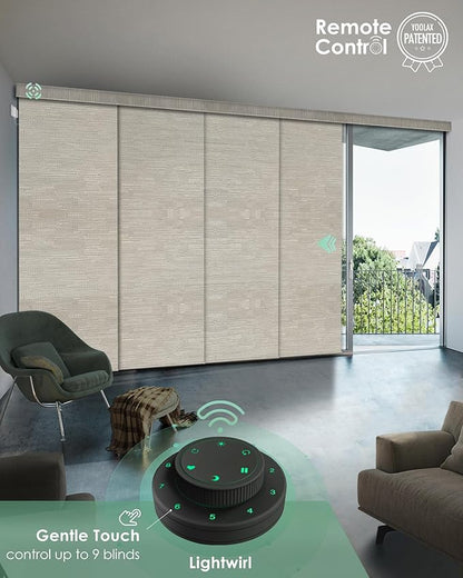 Yoolax Custom XL Smart Sliding Door Blinds, Motorized Sliding Panel Blinds Compatible with Alexa, Blackout Vertical Blinds for Glass Doors, Patio Doors, Closet Doors, Jacquard Coffee