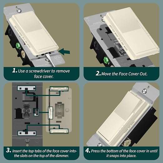 TOPGREENER 300W LED Dimmer Switch, Single Pole or 3-Way, Light Almond, 1P