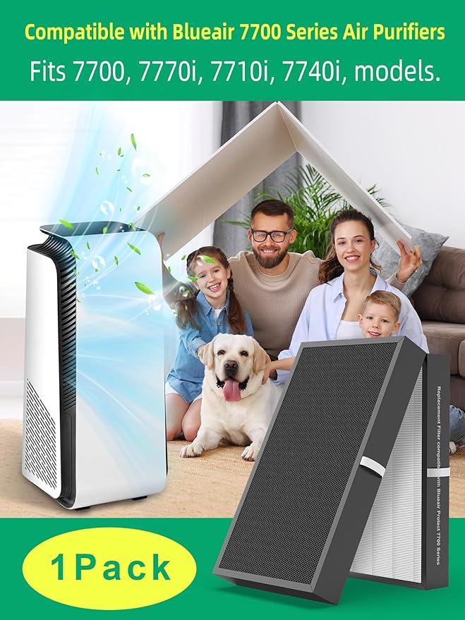 7700 Smart Filter Replacement Compatible with Blueair 7710i, 7770i, 7740i, and 7775i Air Purifiers, Integrated Premium Filter with Activated Carbon and Pre-Filter, 1-Pack