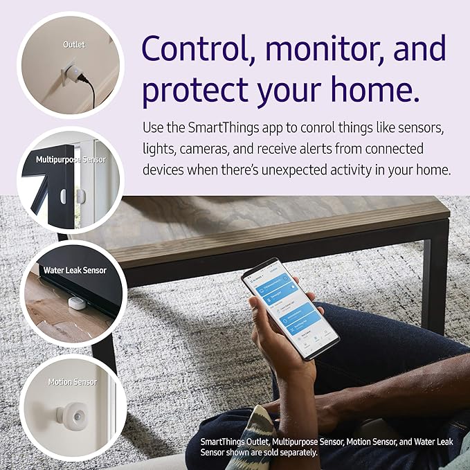 SmartThings Hub 3rd Generation [GP-U999SJVLGDA] Smart Home Automation Hub Home Monitoring Smart Devices - Alexa Google Home Compatible - Zigbee, Z-Wave, Cloud to Cloud Protocols – White