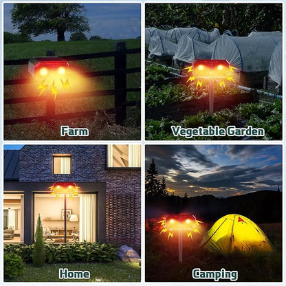Qualirey 2 Pcs Solar Outdoor Motion Sensor Alarm with Stake Animal Deterrent Dog Barking Sensor 13 Sound 130dB Loud Noise Maker 4 Mode with USB Remote Control Support Recording Volume Adjustment
