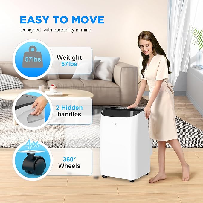 12000 BTU Portable Air Conditioners with Remote Control, 3-in-1 Free Standing Cooling AC Unit with Fan & Dehumidifier, Cools Room up to 500 sq.ft, Smart/Sleep Mode,3 Speed,24H Timer,Window Kit