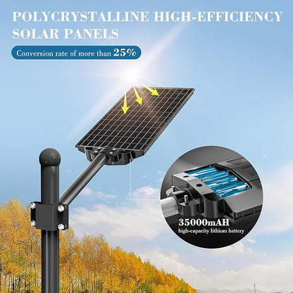 OKPRO 10000W Solar Street Light, 7000K Solar Lights Outdoor Waterproof Motion Sensor, Solar Security Light IP66 Waterproof, Solar Street Lights Outdoor Dusk to Dawn for Parking Lot, Yard, Farm(2Pack)