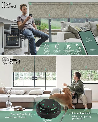 Yoolax Motorized Blinds with Remote, Designer Smart Blinds Work with Alexa, Google, Apple Homekit, 100% Blackout Motorized Shades Custom Electric Shades Voice Control (V-Caramel Gold)