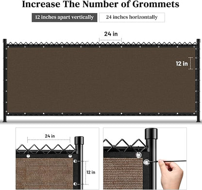 Winpull Privacy Fence Screen 6FT x 25FT, Heavy Duty 170GSM HDPE Fence Screen Privacy Mesh for Chain Link & Wood Fence, 95% Privacy Screen for Backyard Patio Balcony, Reinforced Edges & Grommets