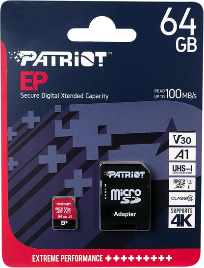 Patriot Memory 64GB A1 / V30 Micro SD Card for Android Phones and Tablets, 4K Video Recording - PEF64GEP31MCX