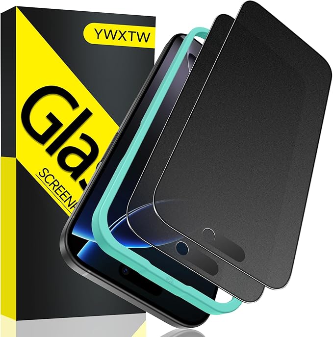 YWXTW 2 Pack Matte Privacy Screen Protector for iPhone 16 Pro, 28° Anti-Spy iPhone 16 Pro Privacy Screen Protector Anti-Glare & Anti-Fingerprint Case Friendly Tempered Glass Film, Bubble Free