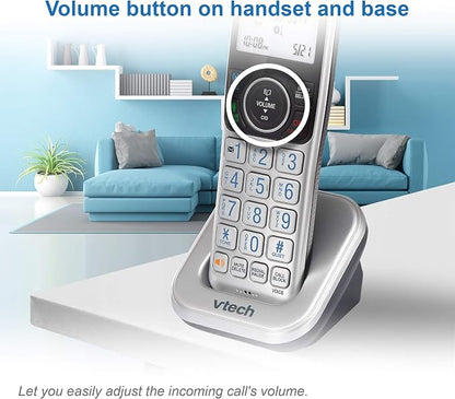 VTech VS112-3 DECT 6.0 Bluetooth 3 Handset Cordless Phone for Home with Answering Machine, Call Blocking, Caller ID, Intercom and Connect to Cell (Silver & Black)