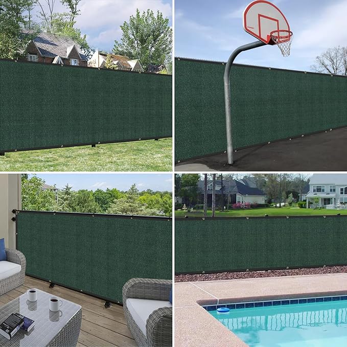 Windscreen4less Privacy Fence Screen Heavy Duty Windscreen Fencing Mesh Fabric Shade Net Cover with Brass Grommtes for Outdoor Wall Garden Yard Pool Deck, 6'x264' Green