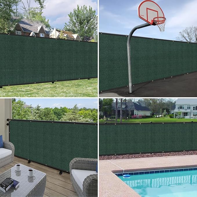 Windscreen4less Privacy Fence Screen Heavy Duty Windscreen Fencing Mesh Fabric Shade Net Cover with Brass Grommtes for Outdoor Wall Garden Yard Pool Deck, 6'x231' Green