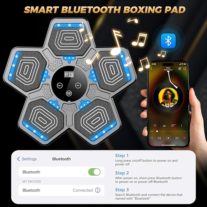 LOLBOX Music Boxing Machine for Adults & Kids - Smart Punching Machine with Boxing Gloves, Wall Boxing Punching Pad for Home, Office, Gym (Upgraded Version)