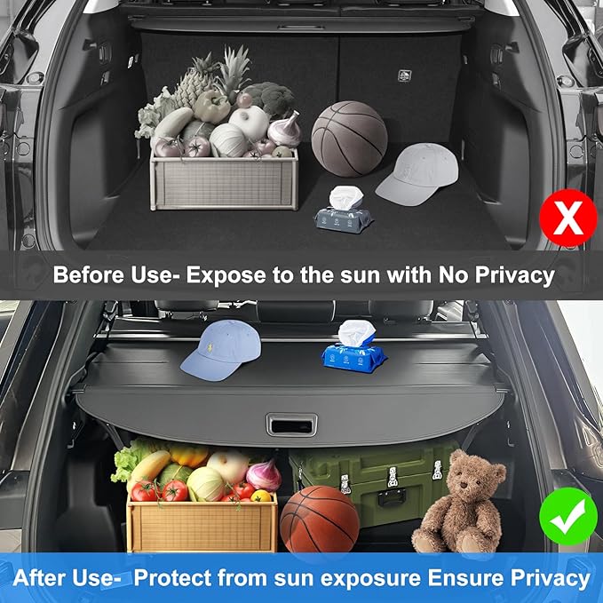 AUXKO Retractable Cargo Cover for Mitsubishi Outlander 2025-2022, Trunk Cover Luggage Security Shade Cover for 2025 2024 Outlander Shielding Anti-Peeping Privacy Screen Carbon Fiber(Not for Sport)