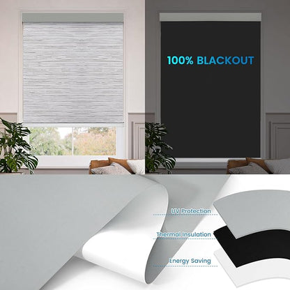 Motorized 100% Blackout Roller Shades – Custom Smart Blinds with Remote Control, Rechargeable Battery or Plug-in Motor, Tuya WiFi Optional, Home & Office Automatic Window Shades (Vibeke Greige/CH9427)