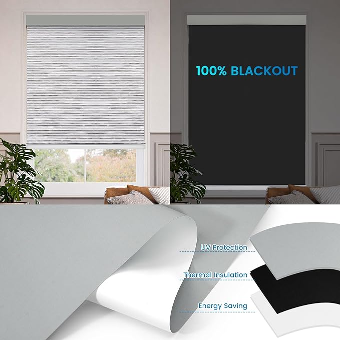 Motorized 100% Blackout Roller Shades – Custom Smart Blinds with Remote Control, Rechargeable Battery or Plug-in Motor, Tuya WiFi Optional, Home & Office Automatic Window Shades (Dove Gray/CH9426)