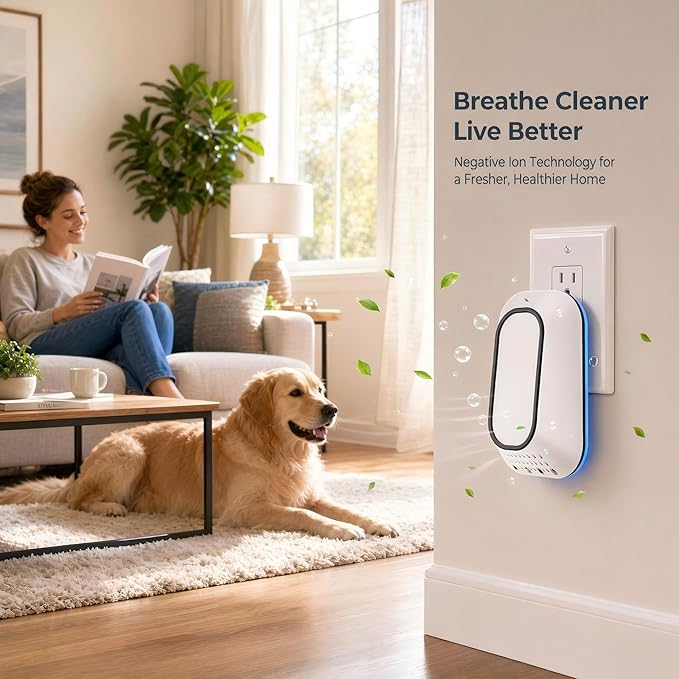 6Pack Negative Ion Air Purifier Plug in,Ionic Air Ionizer for Home Bedroom Office,Mini Air Purifier for Pets Smoke Dust,Ultra Quiet <20dB Low Energy 2W, Small Mini Air Freshener