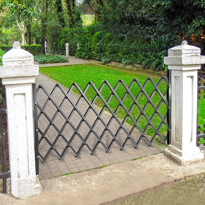 VEVOR Single Folding Security Gate, 61" H x 71" W Folding Door Gate, Steel Accordion Security Gate, Flexible Expanding Security Gate, 360° Rolling Barricade Gate, Scissor Gate/Door with Padlock