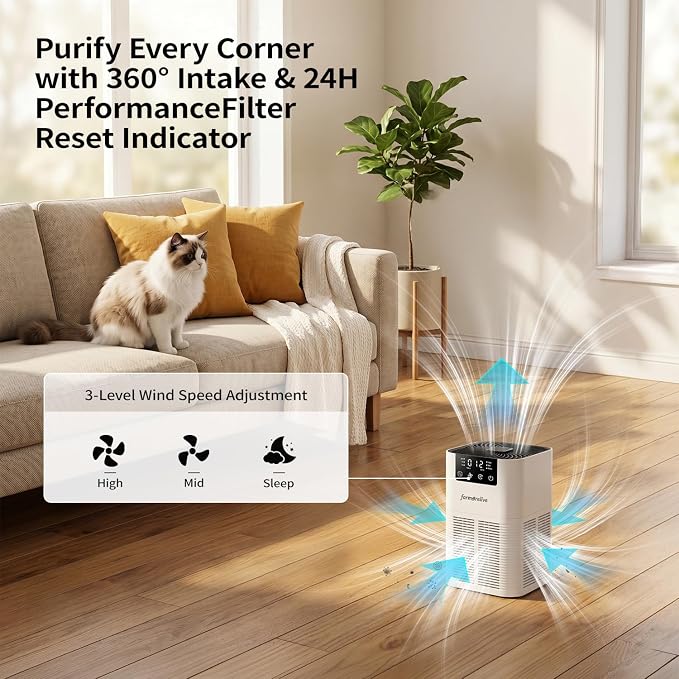 Air Purifier for Home, HEPA Air Purifier, White