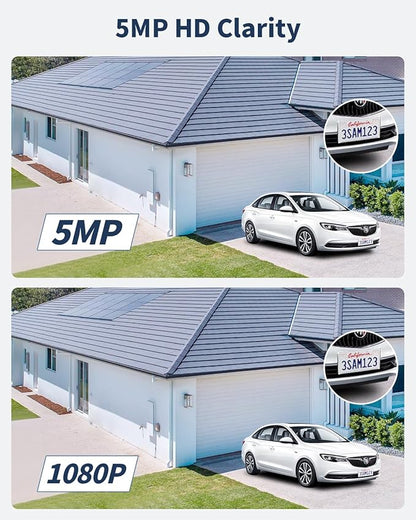 《122°Wide Angle & 80FT Night Vision》Outdoor Wired Security Camera System,CCTV Cameras Outside, Home Video Surveillance DVR Kits