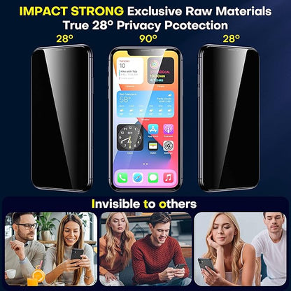 ImpactStrong Anti-Spy Privacy Screen Protector for iPhone 12 / iPhone 12 Pro (6.1-Inch), 9H Tempered Glass, Shatter-Resistant, Anti-Scratch, Easy Install Kit, Case Friendly, 2-Pack
