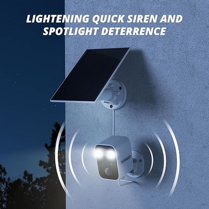Defender Solar Powered 4K/8MP AI Everwatch Wireless Outdoor Security Camera, Battery Powered, AI Tracking, Color Night Vision, Spotlight/Siren, IP66 Rated, Two-Way Talk, Works w/Empower App