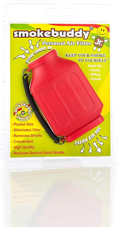 Smoke Buddy Jr. Personal Air Purifier Cleaner Filter Removes Odor - Red