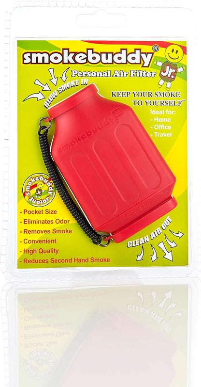 Smoke Buddy Jr. Personal Air Purifier Cleaner Filter Removes Odor - Red