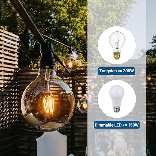 DEWENWILS Outdoor Dimmer for String Lights, Remote Dimmer Switch, Weatherproof Dimmer Plug, 100FT Range, Compatible with Dimmable LED/Tungsten Bulbs