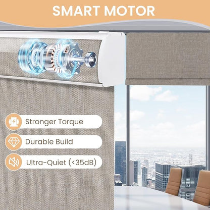 Motorized Smart Blinds with Remote – 100% Blackout Roller Shades – Alexa, Google, Apple HomeKit, Tuya App –Automatic Curtains for Home Office – Plug-in or Rechargeable Motor