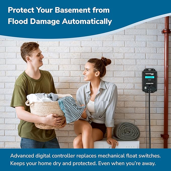 HC6000-PRO Smart Sump Pump Float Switch & Performance Monitor w/Data Tracking, LCD Screen Display Real-Time Information, Built-in Alarms, & Dual-Sensors for Optimal Efficiency, Made in USA