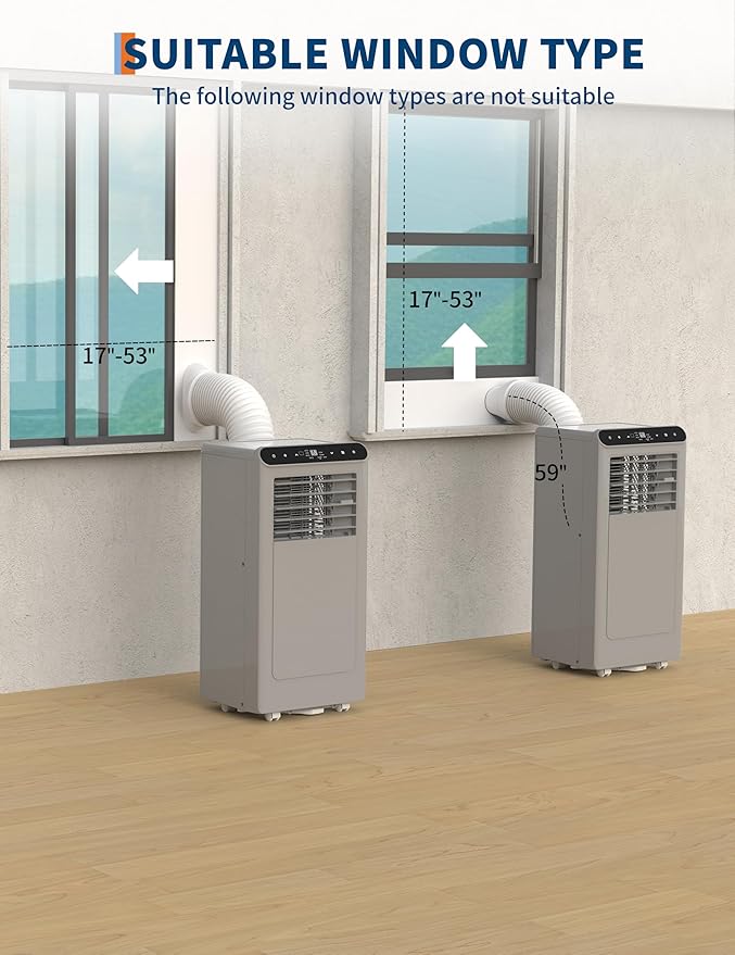 GarveeLife Portable Air Conditioners, 8,000 BTU for Rooms up to 350 Sq.Ft., Smart Compact AC Unit with Cooling, Dehumidifier, Fan, Remote Control and Window Kit, Gray
