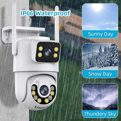 1080P PTZ Outdoor Security Camera, Dual Lens Linkage Wireless WiFi Cameras for Home Security, 360° View Auto Tracking Surveillance Camera with Human Detection, Color Night Vision, Two-Way Audio