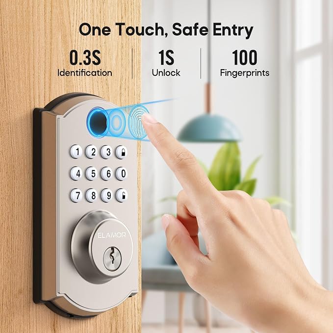 M19 Fingerprint Door Lock, Smart Keyless Entry Deadbolt for Front Door SN