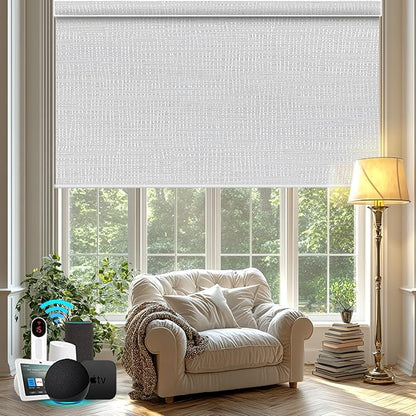 Bringnox Motorized Blinds with Remote,100% Blackout Smart Roller Blinds Compatible with Apple Homekit Google Home and Alexa Via HUB,and Customized