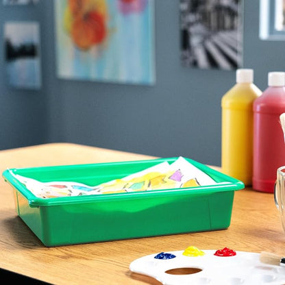 School Smart Sturdy Plastic Storage Tray, Multifunctional Design for Classroom, Home, and More, Letter Size, Green