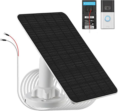 3W Solar Panel with Built-in 4000mAh Battery, IP65, 13.2ft Charging Cable, only Compatible with Ring Video doorbell 3/4/3 Plus,Ring Battery Doorbell Plus/Pro Camera, Simple Installation (Fork-Style)