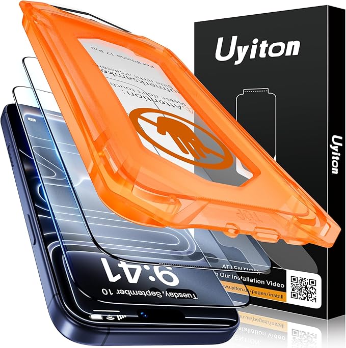 Uyiton Compatible with iPhone 17 Pro Matte Screen Protector - Anti-Fingerprint [Easy to Install] Shatterproof Full Coverage Smooth as Silk 9H Tempered Glass Screen Cover, 2 Pack