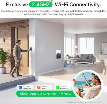 Wireless Doorbell with 2 Buttons, Smart WiFi Doorbell Chime with App Alarm