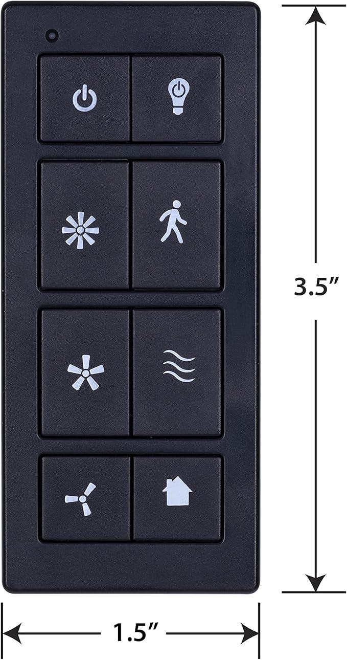 Prominence Home Universal Ceiling Fan Remote Control Kit with Receiver, Wall Dock and Batteries, For Downrod Ceiling Fans ONLY - Model 51487-01 - Black