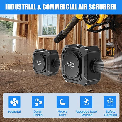 Air Scrubber Electric Air Duster-Portable Hepa Air Purifier-Air Duct Cleaner-Hepa Air Scrubber with 3 Stage Filtration. Air Scrubber with MERV-10, HEPA, Activated Carbon Filter