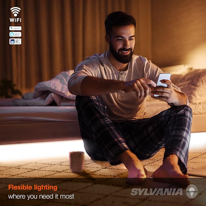 SYLVANIA Smart LED WiFi Full Color Light Strip, 6.5 ft, Dimmable, Compatible with Alexa and Google Home Only - 1 Pack (75704)