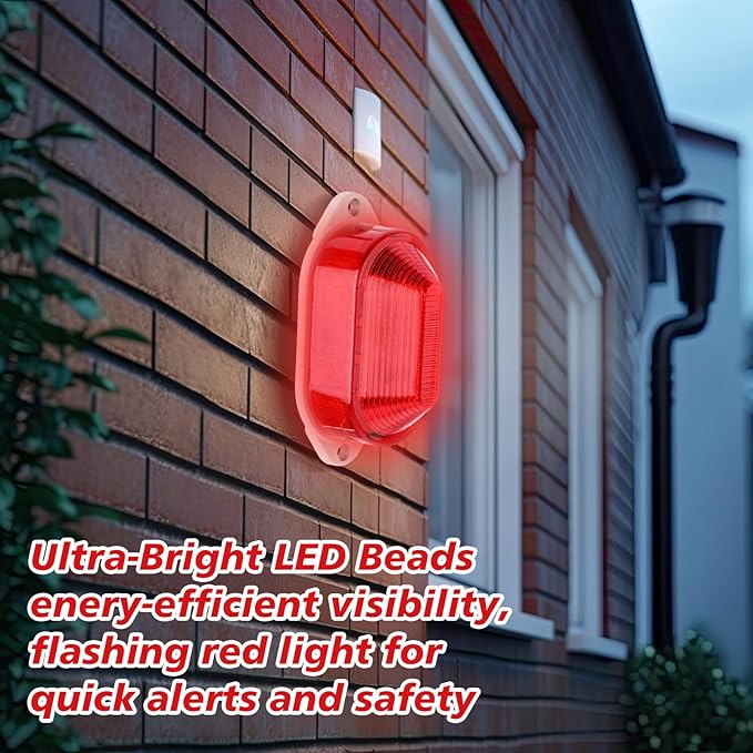 Tuanse 6 Pack Ac110v 120v Alarm Siren with Strobe Light Strobe Siren Industrial Warning Light Sound Emergency Panic Alarm Red Flashing 110 Db Loud Sound Compatible with Smart Switch for Timed Alert