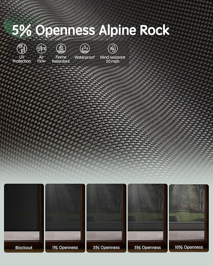 Yoolax Customized Motorized Outdoor Shades, Smart Blinds Compatible with Alexa Google, Remote Control Waterproof Blinds for Patio Porch Windows Outside (5% Openness Alpine Rock)