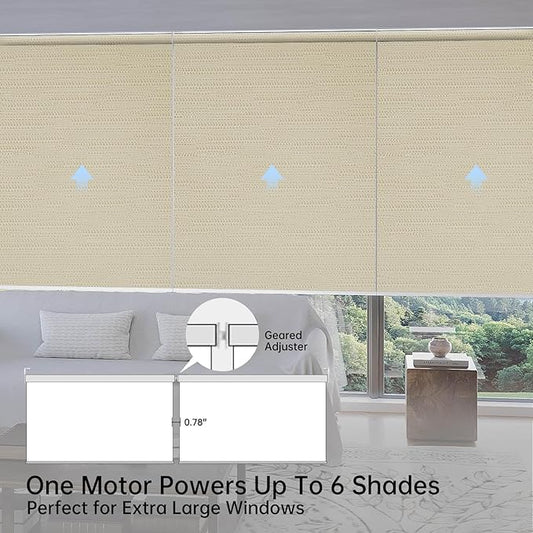 Motorized Coupled Shades, Blackout Smart Blinds for Large Windows Automatic Blinds Compatible with Alexa, Motorized Roller Shades Customized for Bedroom Home Office(Blackout-Jacquard Coffee)