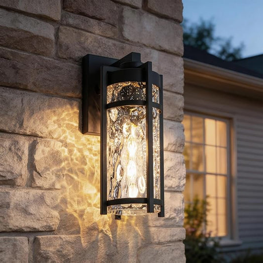 Outdoor Wall Light Fixtures, Waterproof Front Porch Light, Modern Exterior Lighting with E26 Socket, Wall Sconce Lantern Lamp, Black Outside Light for Front Door, House, Garage, Patio (2 Pack)