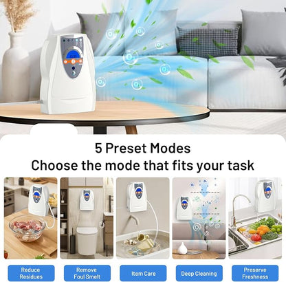 Ozone Machine Generator, Multifunctional with Timer, 500mg/h Portable Ozone Machine for Home, Kitchen, Office, Cleaning Water, Fruits and Vegetables——White