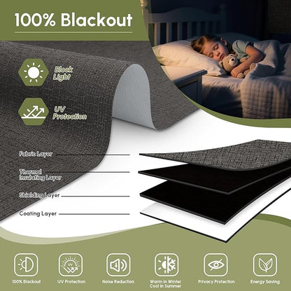 FineTell Motorized Blinds with Remote, 100% Blackout Roller Shades Compatible with Alexa,Apple Homekit,Google Home APP and Voice Control, Customized Electric Blinds (100% Blackout Classic Shadow)