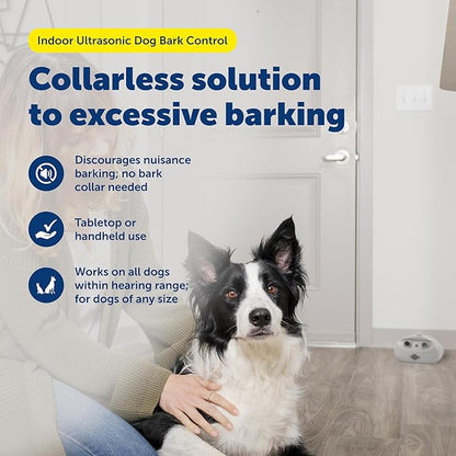 PetSafe Indoor Ultrasonic Dog Bark Control - No Collar Needed - Up to 25 ft Range - Anti-Bark Pet Training System - Automatic with Manual Trainer Button