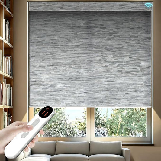 Motorized Light Filtering Roller Shades – Smart Electric Blinds for Living Room, Alexa Google Home Siri, Matter Compatible, Custom Window Shades, Cordless Rechargeable