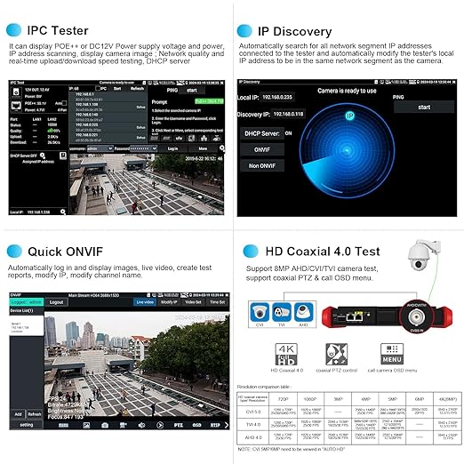 4K 12MP IP Camera Tester, WANLUTECH 90W PoE Power Output 8'' Touchscreen CCTV Test for 8MP TVI CVI AHD CVBS Cameras, SFP Test, RJ45 Cable TDR Test, WiFi Network Tools, HDMI VGA (E89)